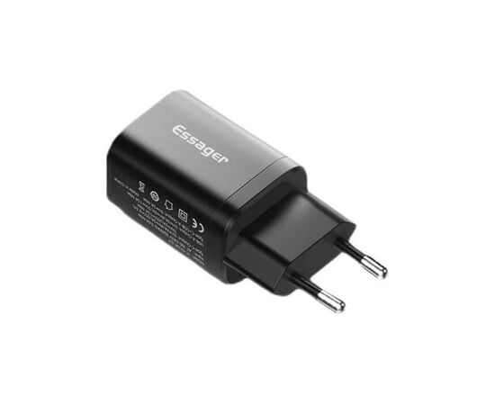 Зарядное устройство Essager 1xUSB + 1xUSB-C PD30W black (ECTPQS-ZTB01), изображение 2 Зарядное устройство Essager 1xUSB + 1xUSB-C PD30W black (ECTPQS-ZTB01), изображение 2