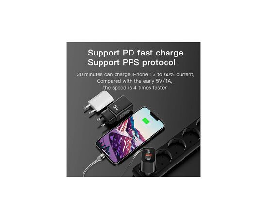 Зарядное устройство Essager 1xUSB + 1xUSB-C PD30W black (ECTPQS-ZTB01), изображение 5 Зарядное устройство Essager 1xUSB + 1xUSB-C PD30W black (ECTPQS-ZTB01), изображение 5