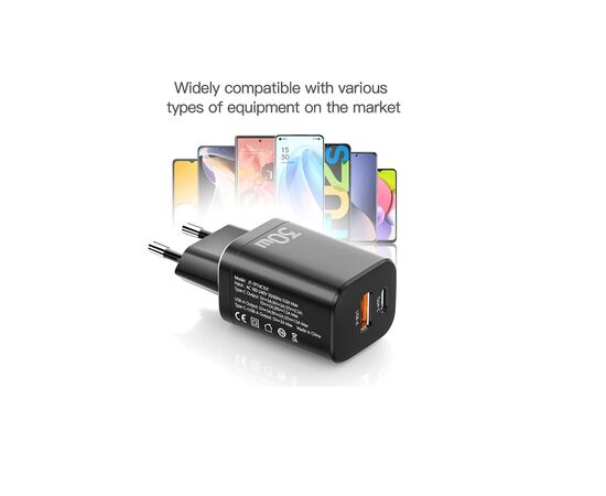 Зарядное устройство Essager 1xUSB + 1xUSB-C PD30W black (ECTPQS-ZTB01), изображение 7 Зарядное устройство Essager 1xUSB + 1xUSB-C PD30W black (ECTPQS-ZTB01), изображение 7