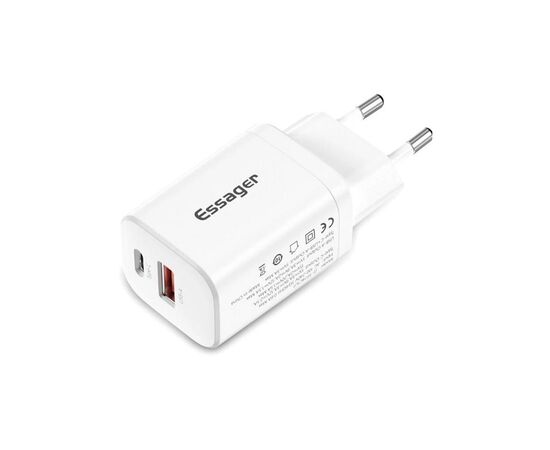 Зарядное устройство Essager 1xUSB + 1xUSB-C PD30W white (ECTPQS-ZTB02) Зарядное устройство Essager 1xUSB + 1xUSB-C PD30W white (ECTPQS-ZTB02)