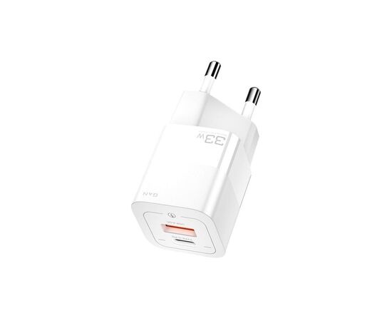 Зарядное устройство Essager 1xUSB + 1xUSB-C 33W GaN white (ECTCA-FZB02), изображение 2 Зарядное устройство Essager 1xUSB + 1xUSB-C 33W GaN white (ECTCA-FZB02), изображение 2