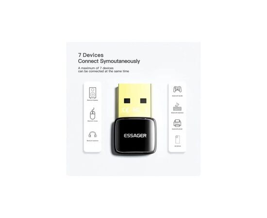 Bluetooth-адаптер Essager Starlord USB Bluetooth 5.0 Adapter Black (EBT50-XJ01-Z), изображение 4