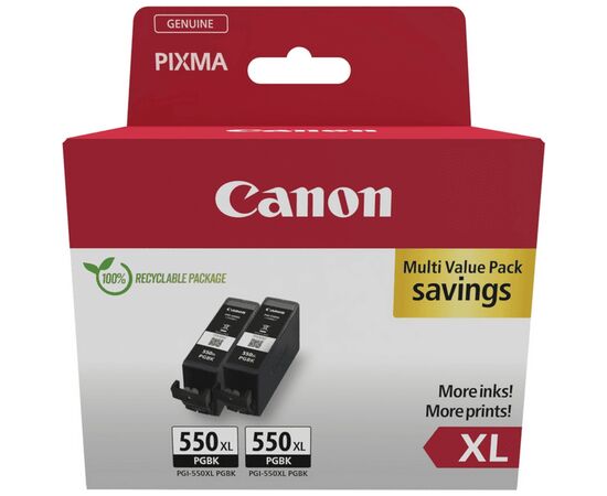 Картридж Canon PGI-550XL Black DoublePpack, 2*22ml, paper box (6431B010)