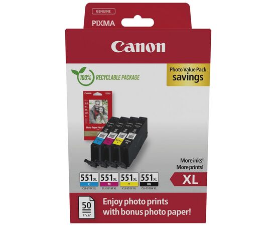 Картридж Canon CLI-551Multipack (BK,C,M,Y) XL +Paper (6443B008)