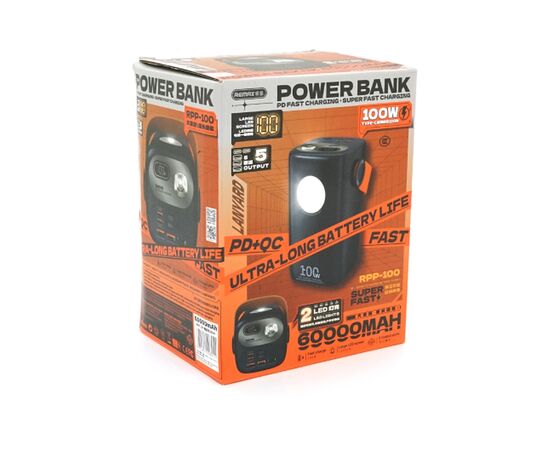 Батарея універсальна Remax 60000mAh, PD/100W, QC/22.5W, Blue (RPP-100), зображення 4 Батарея універсальна Remax 60000mAh, PD/100W, QC/22.5W, Blue (RPP-100), зображення 4