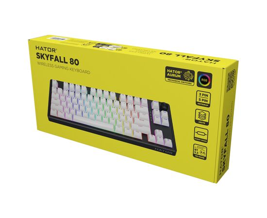 Клавіатура Hator Skyfall 80 Wireless Black/White (HTK3180UA), зображення 7 Клавіатура Hator Skyfall 80 Wireless Black/White (HTK3180UA), зображення 7