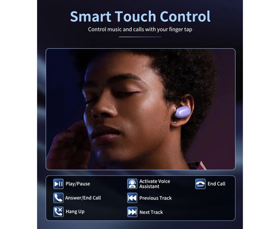 Наушники Choetech TWS Small Cube Purple (BH-T23-PU), изображение 6 Наушники Choetech TWS Small Cube Purple (BH-T23-PU), изображение 6