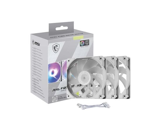 Кулер для корпуса MSI MAG F120 ARGB WHITE-3RW, изображение 3 Кулер для корпуса MSI MAG F120 ARGB WHITE-3RW, изображение 3