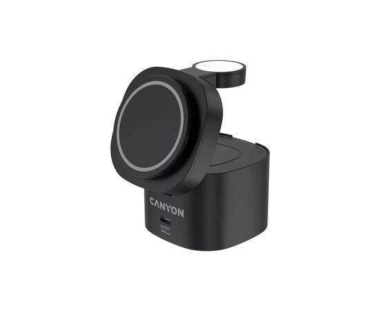 Зарядний пристрій Canyon 4-in-1 wireless charging stand 30W + cable 1.0m black (CNS-WCS405BW/A), зображення 2 Зарядний пристрій Canyon 4-in-1 wireless charging stand 30W + cable 1.0m black (CNS-WCS405BW/A), зображення 2