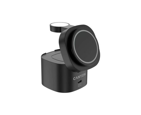 Зарядний пристрій Canyon 4-in-1 wireless charging stand 30W + cable 1.0m black (CNS-WCS405BW/A), зображення 3 Зарядний пристрій Canyon 4-in-1 wireless charging stand 30W + cable 1.0m black (CNS-WCS405BW/A), зображення 3
