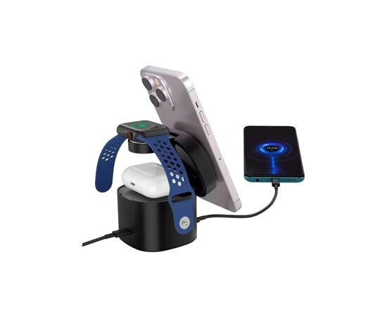 Зарядний пристрій Canyon 4-in-1 wireless charging stand 30W + cable 1.0m black (CNS-WCS405BW/A), зображення 4 Зарядний пристрій Canyon 4-in-1 wireless charging stand 30W + cable 1.0m black (CNS-WCS405BW/A), зображення 4