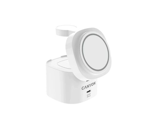 Зарядний пристрій Canyon 4-in-1 wireless charging stand 30W + charger 65W + cable 1.0m white (CNS-WCS405W), зображення 3 Зарядний пристрій Canyon 4-in-1 wireless charging stand 30W + charger 65W + cable 1.0m white (CNS-WCS405W), зображення 3