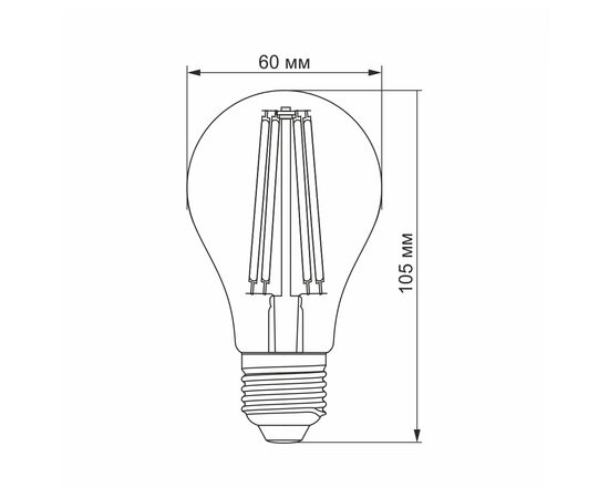 Лампочка Videx Filament A60FA 10W E27 2200K 220V (VL-A60FA-10272), изображение 3