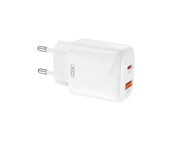 Зарядний пристрій XO 1xUSB-C PD20W + 1xUSB QC3.0 White (L158.white), зображення 2