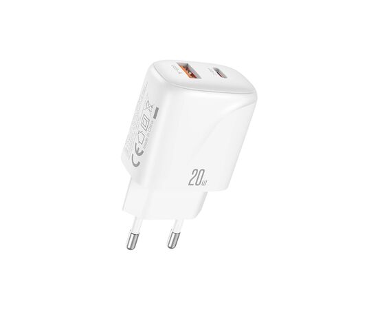 Зарядний пристрій XO 1xUSB-C PD20W + 1xUSB QC3.0 White (L158.white)