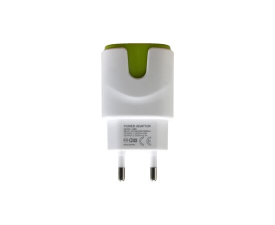 Зарядное устройство Patron 2xUSB 2.0 2A/1A white/green (PN-2USB-220V-G), изображение 3 Зарядное устройство Patron 2xUSB 2.0 2A/1A white/green (PN-2USB-220V-G), изображение 3