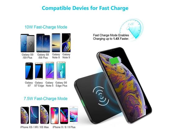 Зарядное устройство Choetech Wireless 10W black (T511-S), изображение 3 Зарядное устройство Choetech Wireless 10W black (T511-S), изображение 3