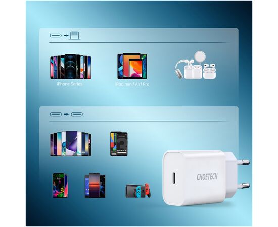 Зарядное устройство Choetech USB-C PD20W white (Q5004-V5), изображение 12 Зарядное устройство Choetech USB-C PD20W white (Q5004-V5), изображение 12
