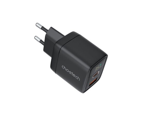 Зарядное устройство Choetech 1xUSB + 1xUSB-C PD35W with display black (PD6052-EU-BK), изображение 2 Зарядное устройство Choetech 1xUSB + 1xUSB-C PD35W with display black (PD6052-EU-BK), изображение 2