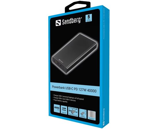 Батарея универсальная Sandberg 40000mAh, PD/100W+27W, QC/3.0, power-through (420-63), изображение 2