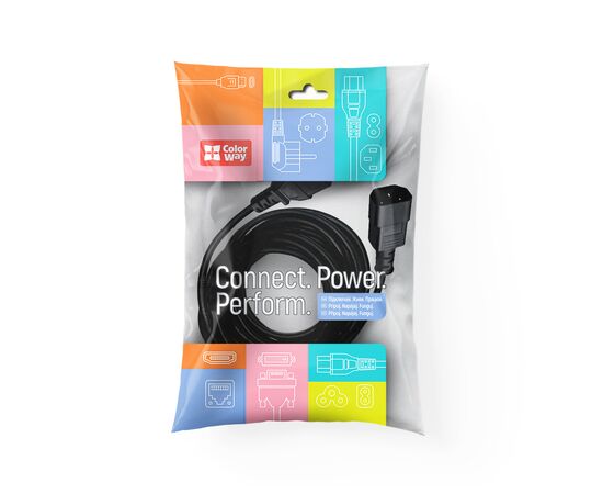 Кабель питания C13 to C14 1.8m black ColorWay (CW-CBP087-BK), изображение 5