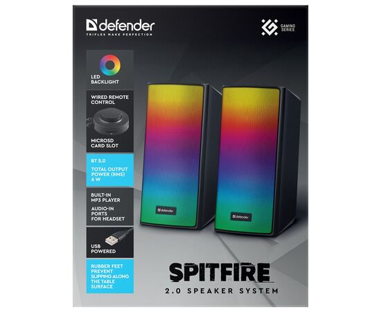 Акустическая система Defender Spitfire Bluetooth Black (65047), изображение 8 Акустическая система Defender Spitfire Bluetooth Black (65047), изображение 8