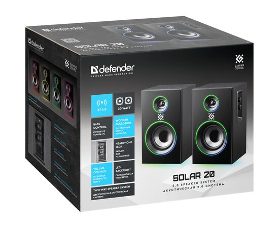 Акустическая система Defender Solar 20 Bluetooth Black (65721), изображение 6 Акустическая система Defender Solar 20 Bluetooth Black (65721), изображение 6