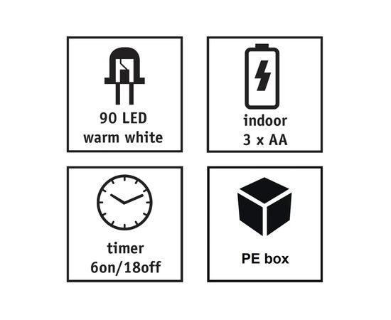 Гирлянда Luca Lighting струна, 1,74 м, теплий білий, 90 LED, таймер (8718861853278), изображение 3 Гирлянда Luca Lighting струна, 1,74 м, теплий білий, 90 LED, таймер (8718861853278), изображение 3