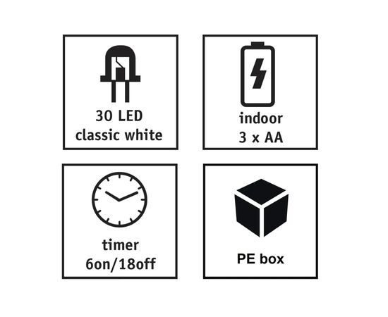 Гирлянда Luca Lighting струна, 3 м, класична біла, 30 LED 3AA, дисплей+таймер (8718861694093), изображение 3 Гирлянда Luca Lighting струна, 3 м, класична біла, 30 LED 3AA, дисплей+таймер (8718861694093), изображение 3