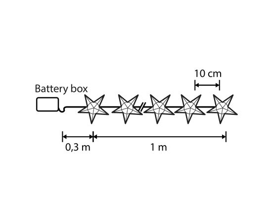 Гирлянда Luca Lighting Зірки, струна, 1,3 м, класична біла, 10 LED 2AA, таймер (8720967822904), изображение 2 Гирлянда Luca Lighting Зірки, струна, 1,3 м, класична біла, 10 LED 2AA, таймер (8720967822904), изображение 2