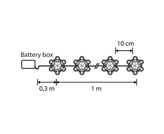 Гирлянда Luca Lighting Сніжинка, струна, 1,3 м, класична біла, 10 LED 2AA, таймер (8720967822874), изображение 2 Гирлянда Luca Lighting Сніжинка, струна, 1,3 м, класична біла, 10 LED 2AA, таймер (8720967822874), изображение 2
