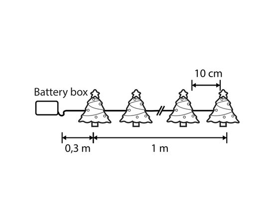Гирлянда Luca Lighting Ялинка, струна, 1,3 м, класична біла, 10 LED 2AA, таймер (8720967822867), изображение 2 Гирлянда Luca Lighting Ялинка, струна, 1,3 м, класична біла, 10 LED 2AA, таймер (8720967822867), изображение 2
