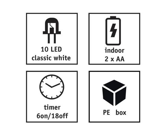 Гирлянда Luca Lighting Ялинка, струна, 1,3 м, класична біла, 10 LED 2AA, таймер (8720967822867), изображение 3 Гирлянда Luca Lighting Ялинка, струна, 1,3 м, класична біла, 10 LED 2AA, таймер (8720967822867), изображение 3
