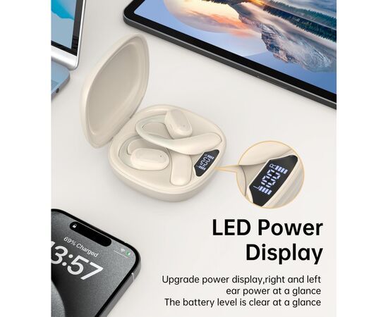 Навушники Choetech Open-ear з LED дисплеєм Beige (BH-T25-SK), зображення 6 Навушники Choetech Open-ear з LED дисплеєм Beige (BH-T25-SK), зображення 6