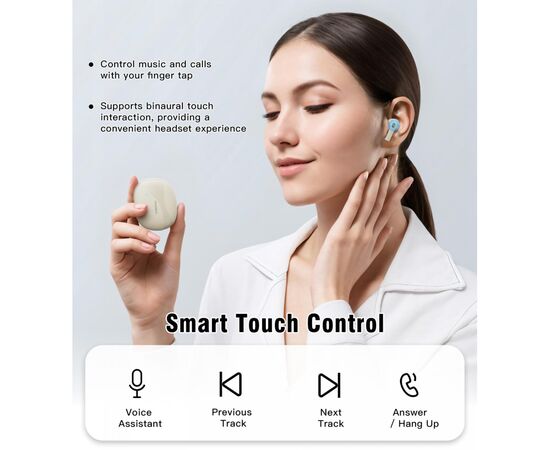 Навушники Choetech TWS Oval Beige (BH-T24-SK), зображення 4 Навушники Choetech TWS Oval Beige (BH-T24-SK), зображення 4