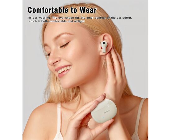 Навушники Choetech TWS Oval Beige (BH-T24-SK), зображення 5 Навушники Choetech TWS Oval Beige (BH-T24-SK), зображення 5