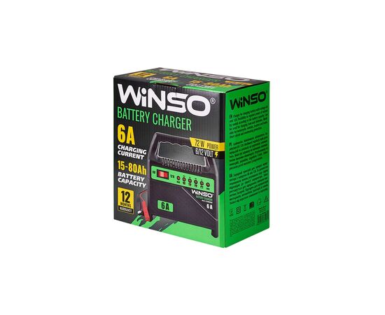 Зарядное устройство для автомобильного аккумулятора WINSO 6В-12В.Макс.струм підзарядки 6А.Макс.Ем 80Ah (139060), изображение 2 Зарядное устройство для автомобильного аккумулятора WINSO 6В-12В.Макс.струм підзарядки 6А.Макс.Ем 80Ah (139060), изображение 2