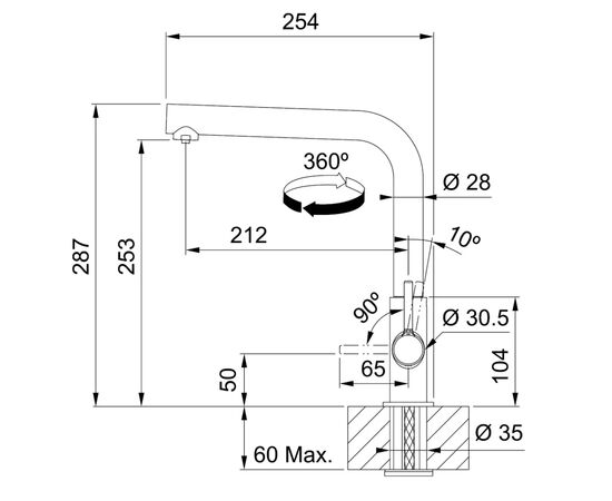 Смеситель Franke Lina L Clear Water (120.0730.779), изображение 9 Смеситель Franke Lina L Clear Water (120.0730.779), изображение 9
