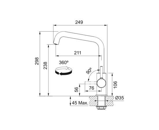 Смеситель Franke Lina U (115.0728.473), изображение 4 Смеситель Franke Lina U (115.0728.473), изображение 4