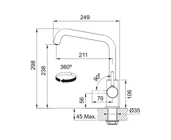 Смеситель Franke Lina U (115.0728.474), изображение 4 Смеситель Franke Lina U (115.0728.474), изображение 4
