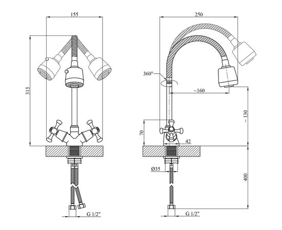 Змішувач Kroner Rhein-C030-1 (CV023573), зображення 7 Змішувач Kroner Rhein-C030-1 (CV023573), зображення 7