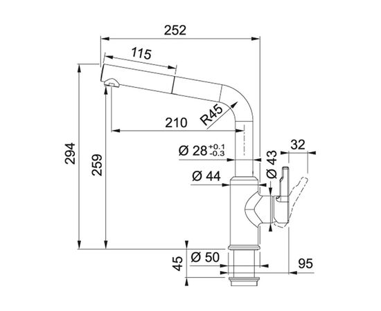 Смеситель Franke Urban (115.0627.523), изображение 2 Смеситель Franke Urban (115.0627.523), изображение 2