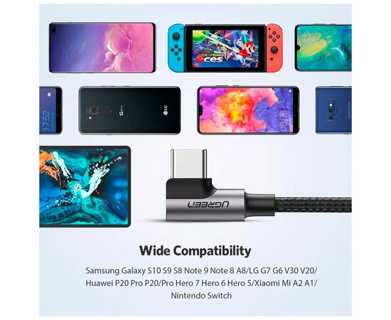 Дата кабель USB 2.0 AM to USB-C 3.0m 3A 90° corner US176 black Ugreen (70875), зображення 10 Дата кабель USB 2.0 AM to USB-C 3.0m 3A 90° corner US176 black Ugreen (70875), зображення 10