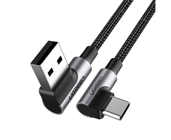 Дата кабель USB 2.0 AM to USB-C 3.0m 3A 90° corner US176 black Ugreen (70875), зображення 4 Дата кабель USB 2.0 AM to USB-C 3.0m 3A 90° corner US176 black Ugreen (70875), зображення 4