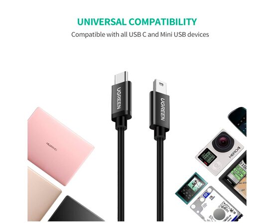 Дата кабель USB-C 2.0 AM to Mini 5P 1.0m US242 black Ugreen (50445), изображение 8