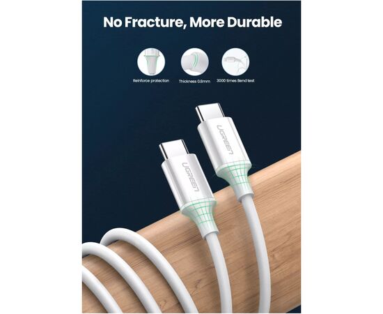 Дата кабель USB-C to USB-C 0.5m 3A 60W US264 white Ugreen (60517), зображення 2 Дата кабель USB-C to USB-C 0.5m 3A 60W US264 white Ugreen (60517), зображення 2