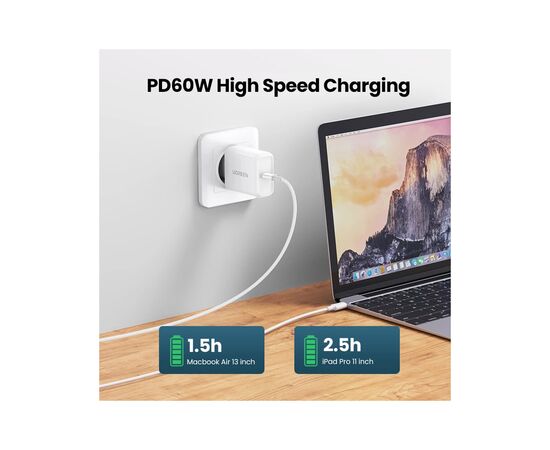 Дата кабель USB-C to USB-C 0.5m 3A 60W US264 white Ugreen (60517), зображення 4 Дата кабель USB-C to USB-C 0.5m 3A 60W US264 white Ugreen (60517), зображення 4