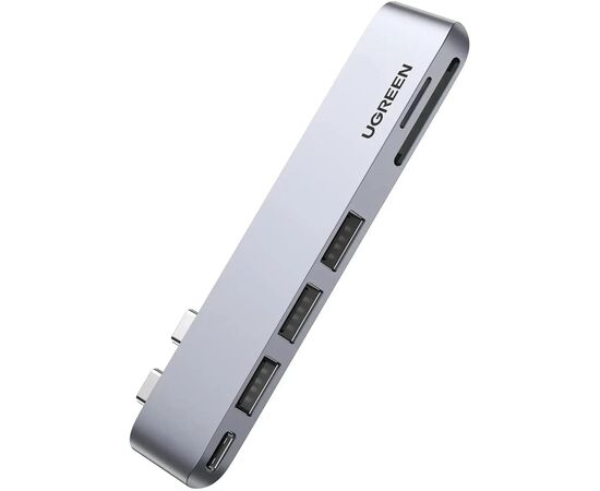 Концентратор Ugreen 2xUSB-C to 3xUSB 3.0 + SD/TF + PD CM251 gray (60560)