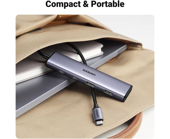 Концентратор Ugreen USB-C to 2xUSB 3.0 + 2xUSB-C CM473 gray (15395), изображение 6