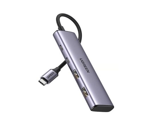 Концентратор Ugreen USB-C to 2xUSB 3.0 + 2xUSB-C CM473 gray (15395)
